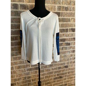 ST BARTH KARMA YOGA ZEN sweatshirt white blue word print size small hoodie